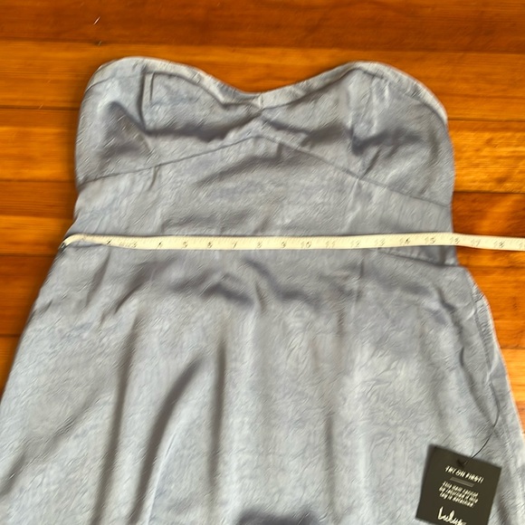 NWT Lulus Blushing Darling Slate Blue Strapless High-Low Maxi Dress - Picture 7 of 10